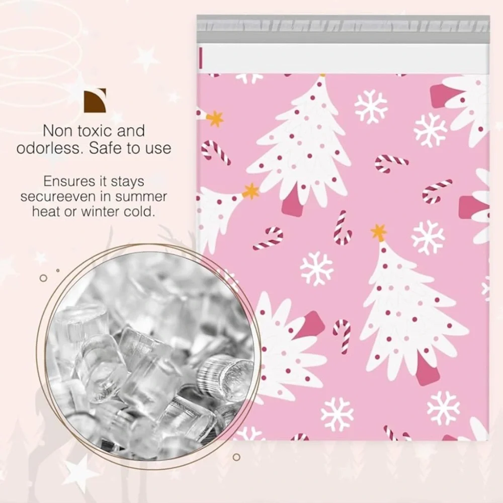 10Pk 10x13 Christmas Trees Candy Canes Snowflakes Poly Mailers Shipping Bags Set